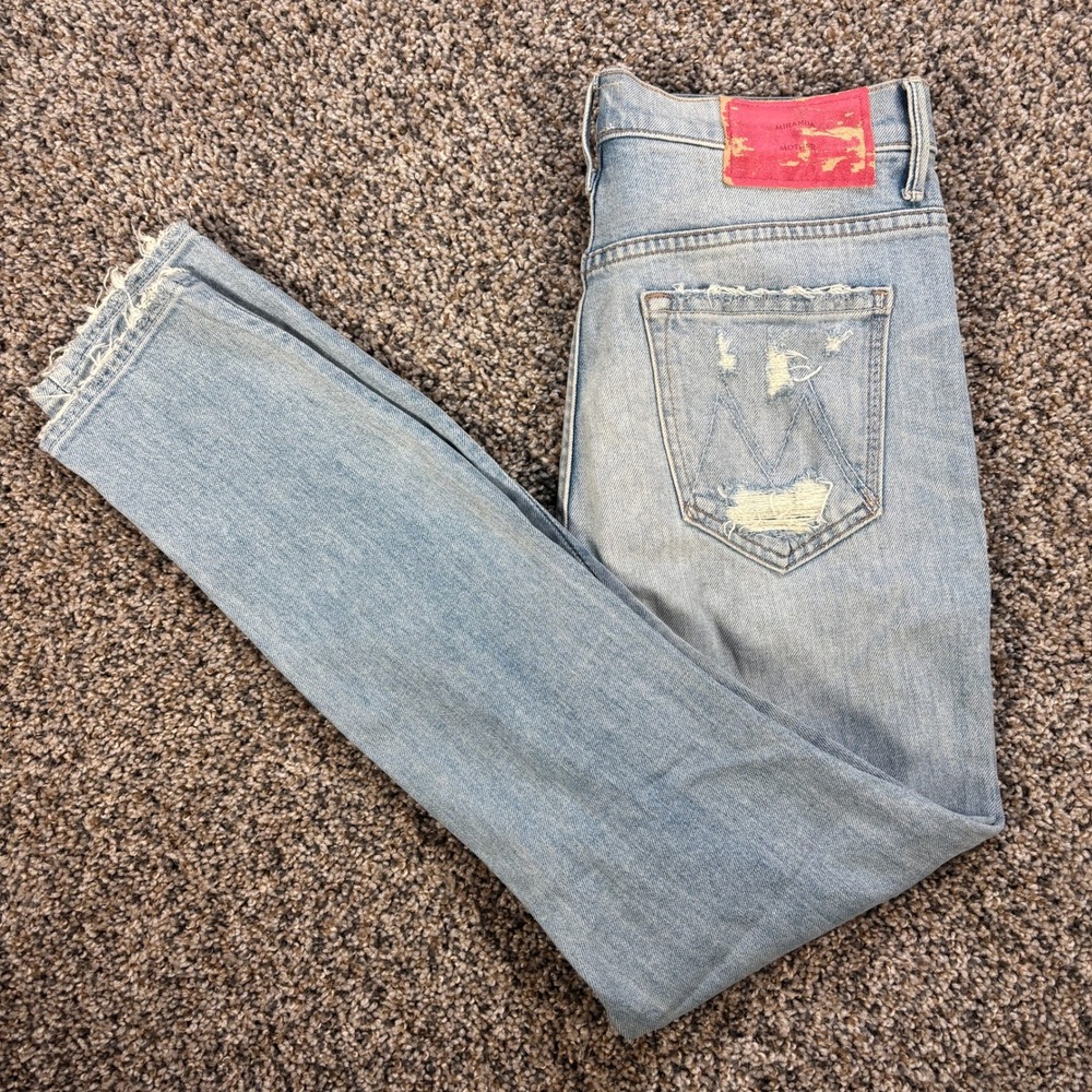 Mother Miranda Easy Does It Women's 28 Skinny Jeans Blue Distressed Cotton Blend